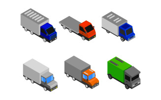 Isometric Truck Set - Vector Image