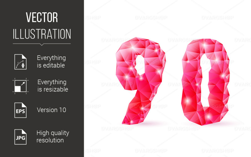Ruby Polygonal Font - Vector Image Vector Graphic