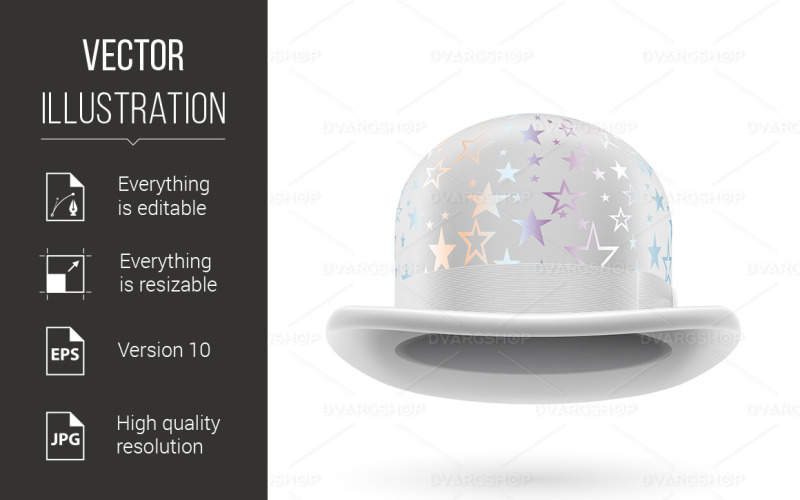 White Starred Bowler Hat - Vector Image Vector Graphic
