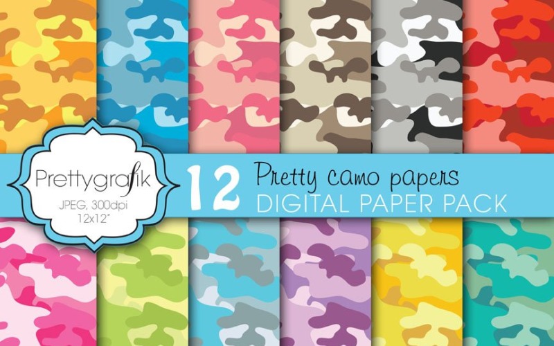 Camouflage Digital Paper, Commercial - Vector Image Vector Graphic