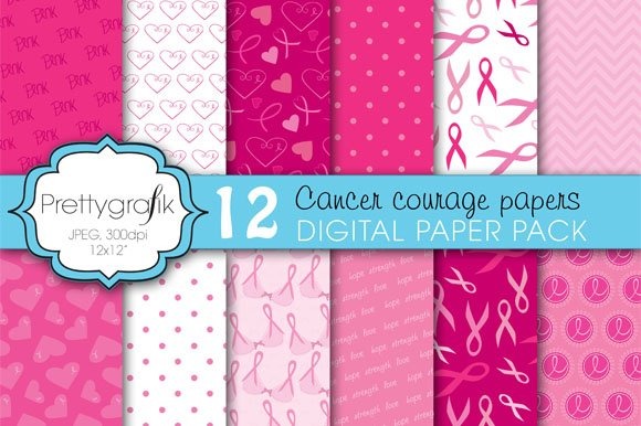 Cancer Ribbon Digital Paper - Vector Image Vector Graphic