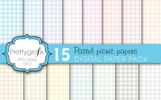 Gingham Picnic Pattern Digital Paper - Vector Image