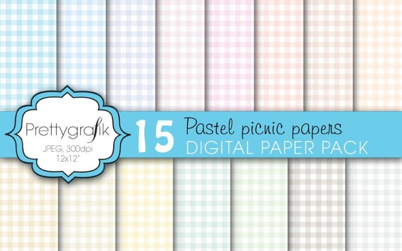 Gingham Picnic Pattern Digital Paper - Vector Image Vector Graphic