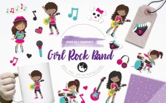 Girl Rock Band Illustration Pack - Vector Image