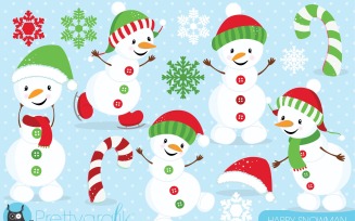 Happy Snowman Clipart Commercial - Vector Image