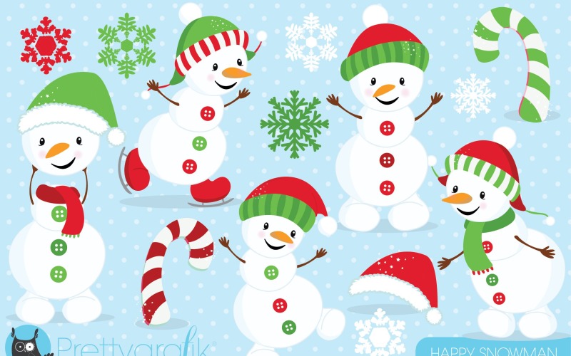 Happy Snowman Clipart Commercial - Vector Image Vector Graphic