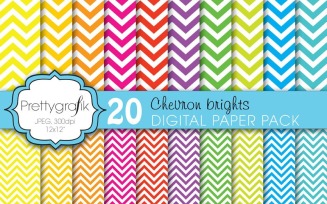 20 Chevron Brights Digital Paper - Vector Image