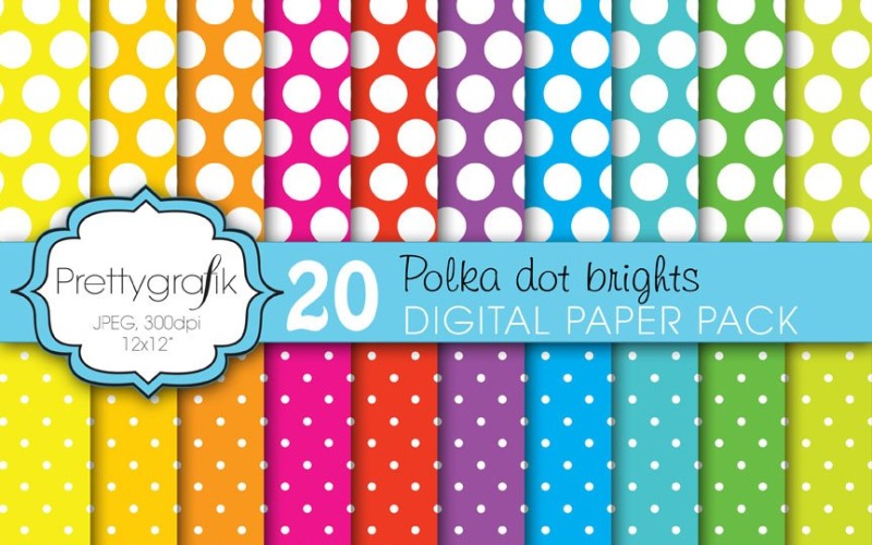Polka Dot Brights Digital Paper - Vector Image Vector Graphic