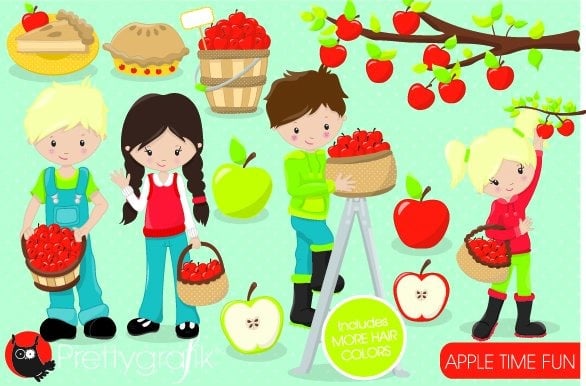 Apple Picking Clipart - Vector Image Vector Graphic