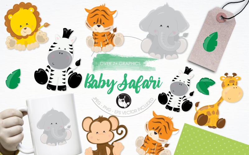 Baby Safari Animals Clipart - Vector Image Vector Graphic