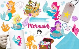Mermaid Illustration Pack - Vector Image