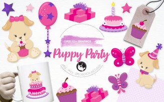 Puppy Party llustration Pack - Vector Image