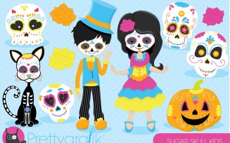 Sugar Skull Kids Clipart - Vector Image