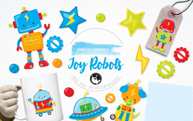 Toy Robot Illustration Pack - Vector Image Vector Graphic