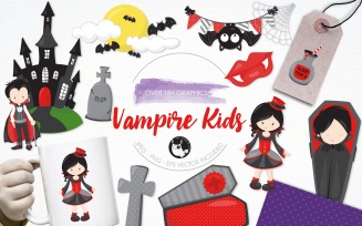 Vampire Kids Illustration Pack - Vector Image