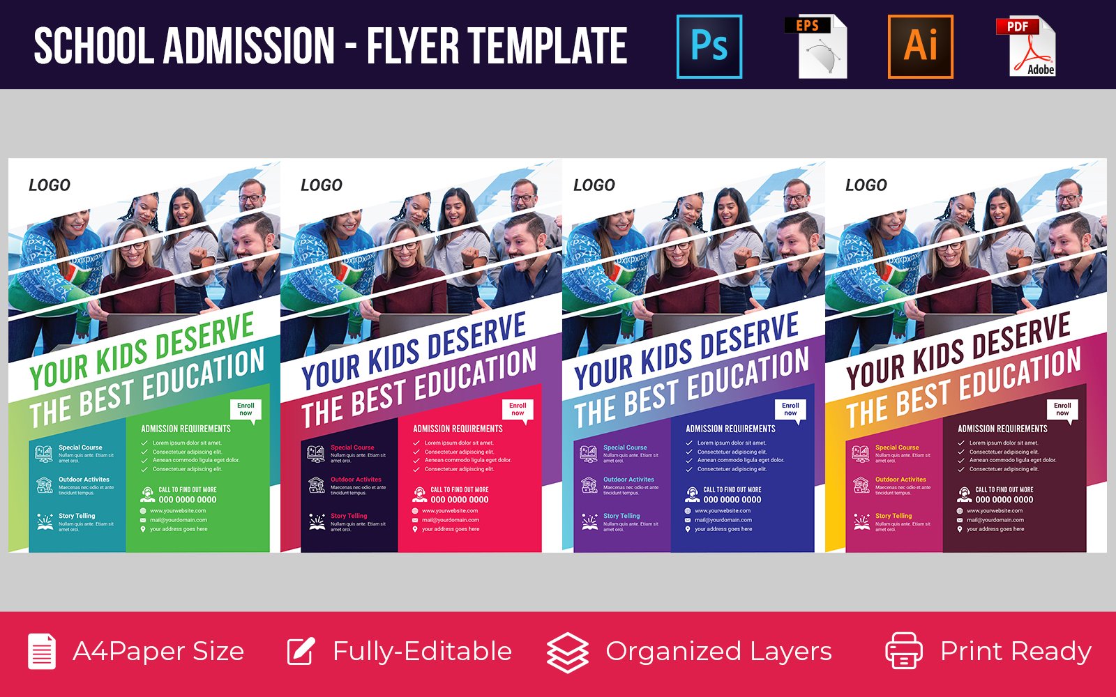 Template #119463 Admission Flyer Webdesign Template - Logo template Preview