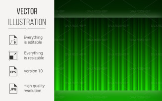 Realistic Green Curtain - Vector Image