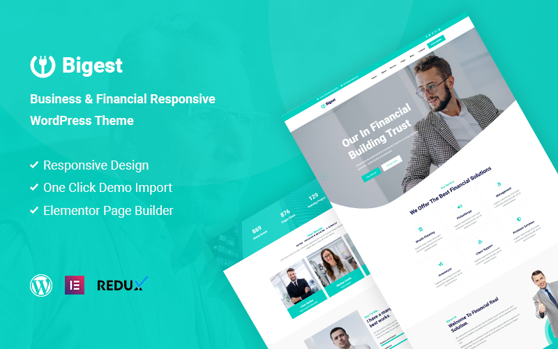 Responzivní WordPress motiv "Bigest - Financial Responsive" #119544