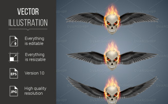 Flaming Mutant Skulls - Vector Image
