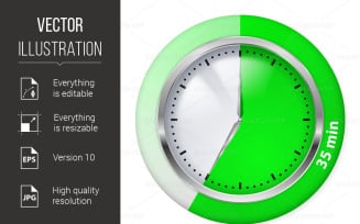 Green Timer Icon - Vector Image