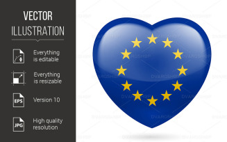 Heart with European Union flag colors - Vector Image