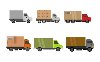 Set Of Trucks On White Background - Vector Image