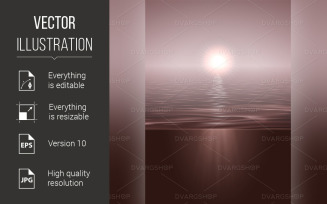 Sunshine Over Calm Water in Sepia - Vector Image