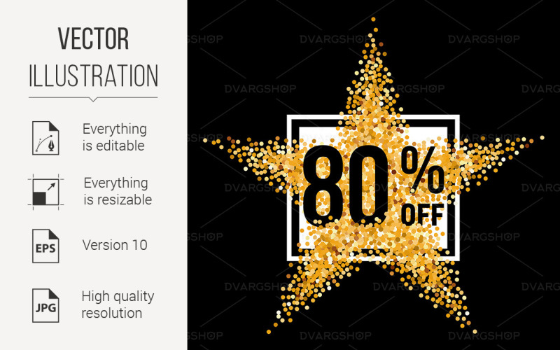 Golden Star Discount - Vector Image Vector Graphic