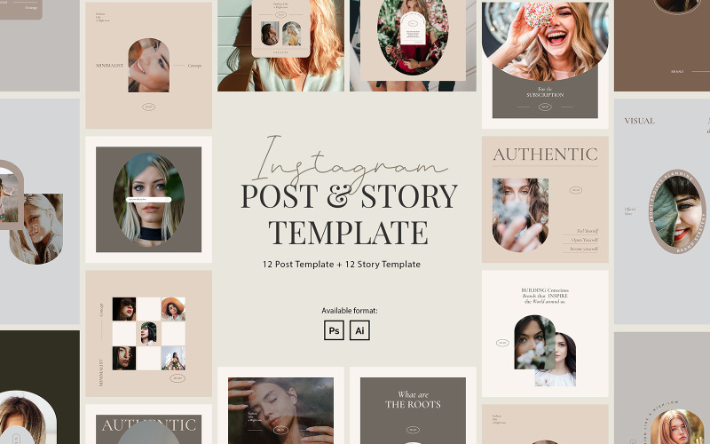 Minimalist Writer Instagram Post and Story Template for Social Media