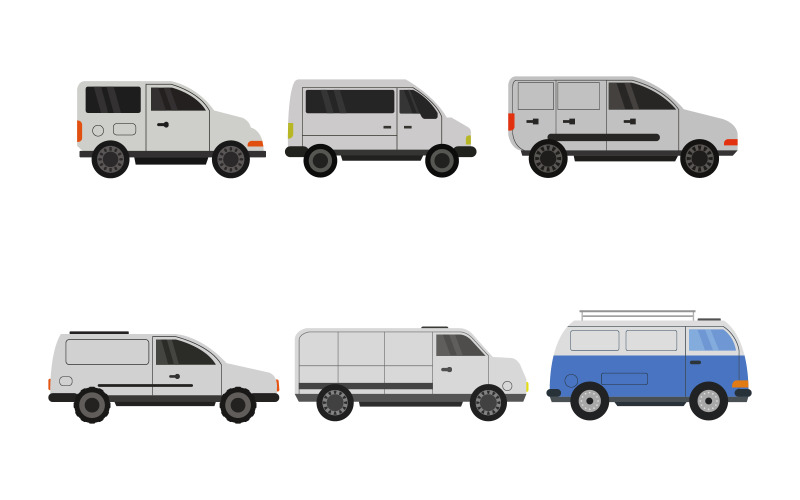Set Of Vans In - Vector Image Vector Graphic