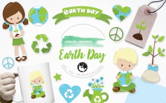 Earth day illustration pack - Vector Image