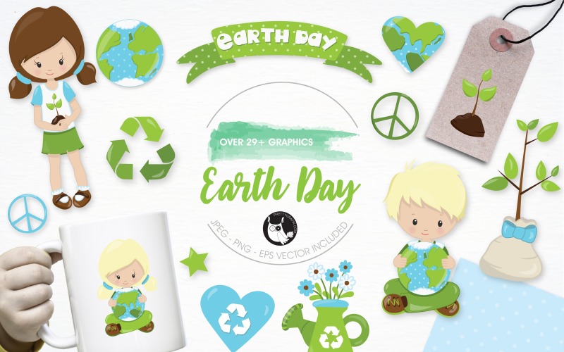Earth day illustration pack - Vector Image Vector Graphic