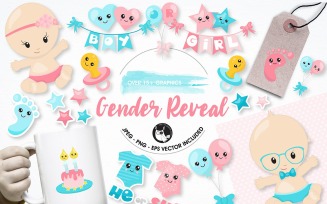 Gender reveal graphics illustrations - Vector Image