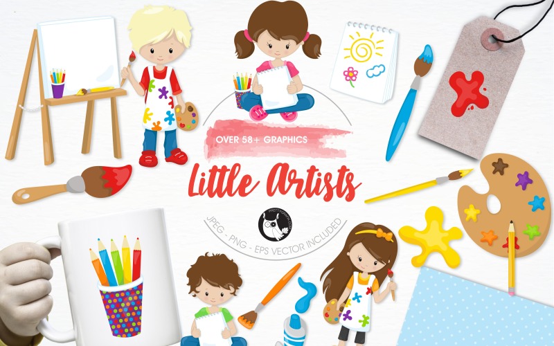 Little artists illustration pack - Vector Image Vector Graphic