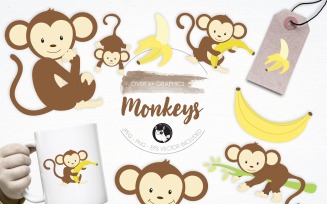 Monkeys illustration pack - Vector Image