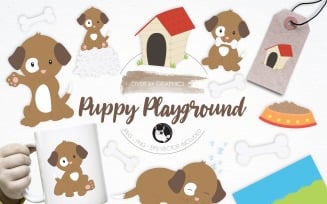 Puppy Playground illustration pack - Vector Image
