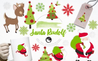 Santa Rudolf illustration pack - Vector Image