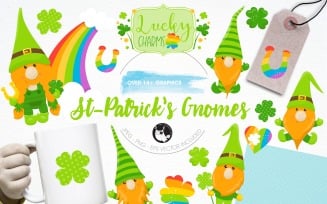 St-Patrick's gnome illustration pack - Vector Image