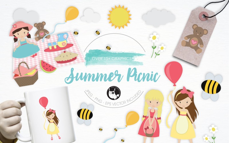 Summer Picnic illustration pack - Vector Image Vector Graphic