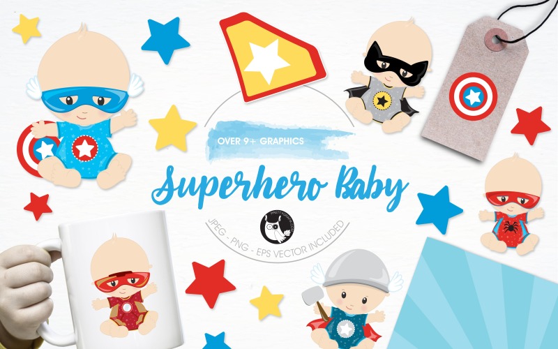 Superhero babies illustration pack - Vector Image Vector Graphic