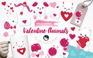 Valentine animals illustration pack - Vector Image