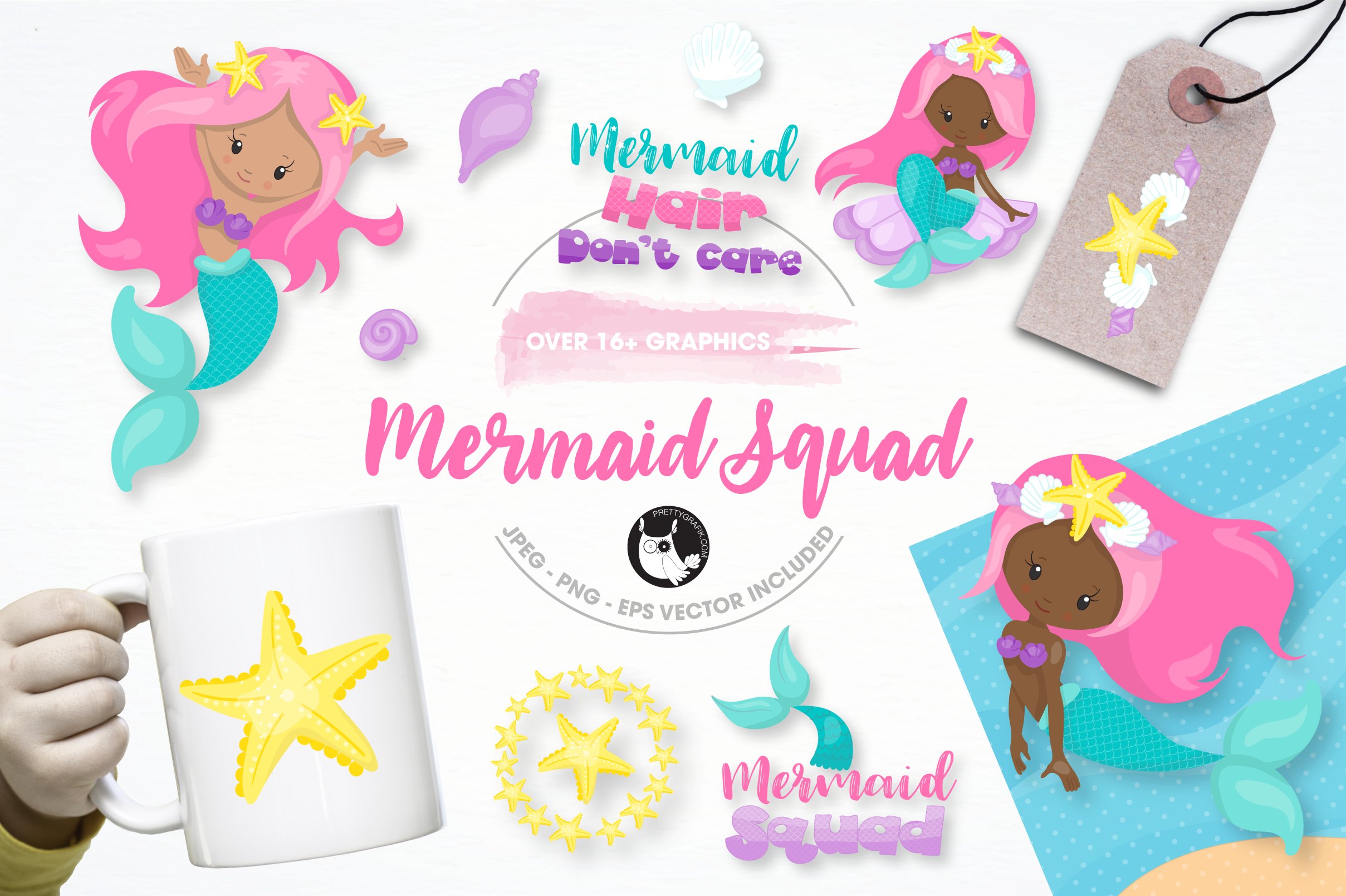 Mermaid squad illustration pack - Vector Image
