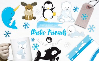 Artic Friends illustration pack - Vector Image