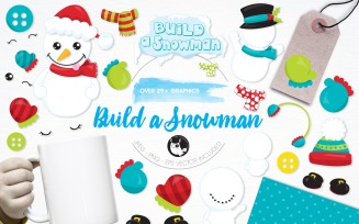 Build a snowman illustration pack - Vector Image