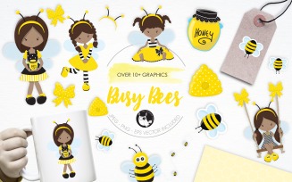 Busy Bees illustration pack - Vector Image