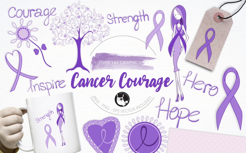 Cancer courage illustration pack - Vector Image Vector Graphic