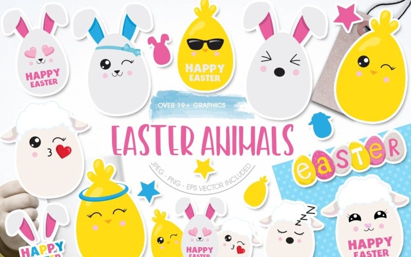 Easter Animals - Vector Image Vector Graphic