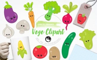 Kawaii vegetable illustration pack - Vector Image