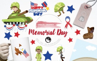 Memorial day illustration pack - Vector Image