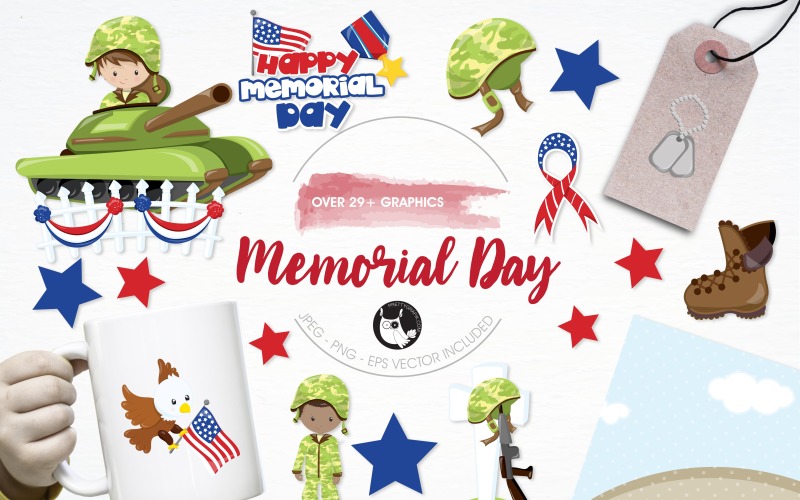 Memorial day illustration pack - Vector Image Vector Graphic